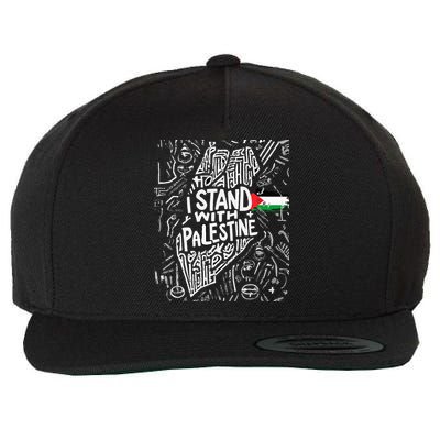 i stand with palestine quote a free palestine design Wool Snapback Cap