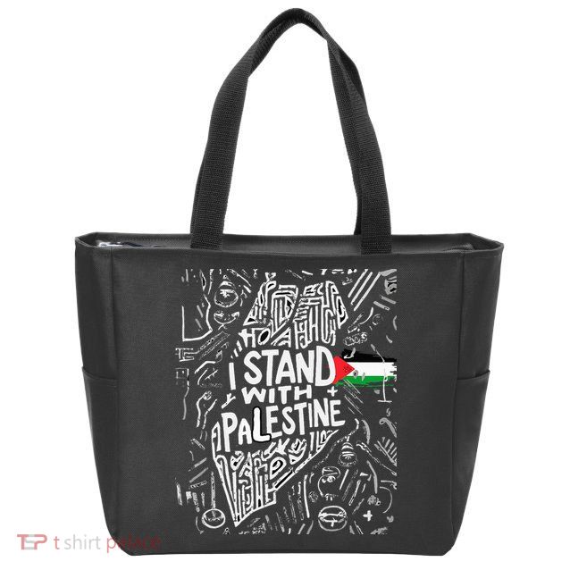 i stand with palestine quote a free palestine design Zip Tote Bag
