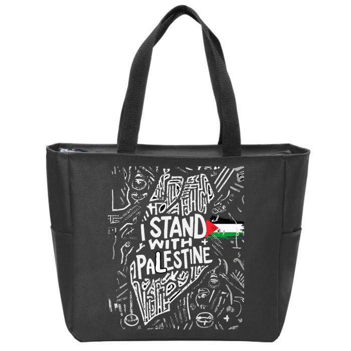 i stand with palestine quote a free palestine design Zip Tote Bag