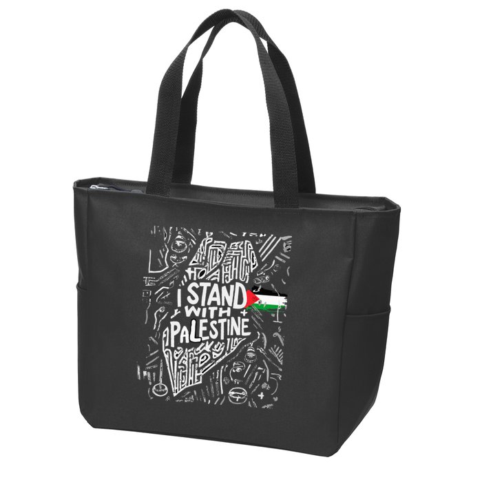 i stand with palestine quote a free palestine design Zip Tote Bag