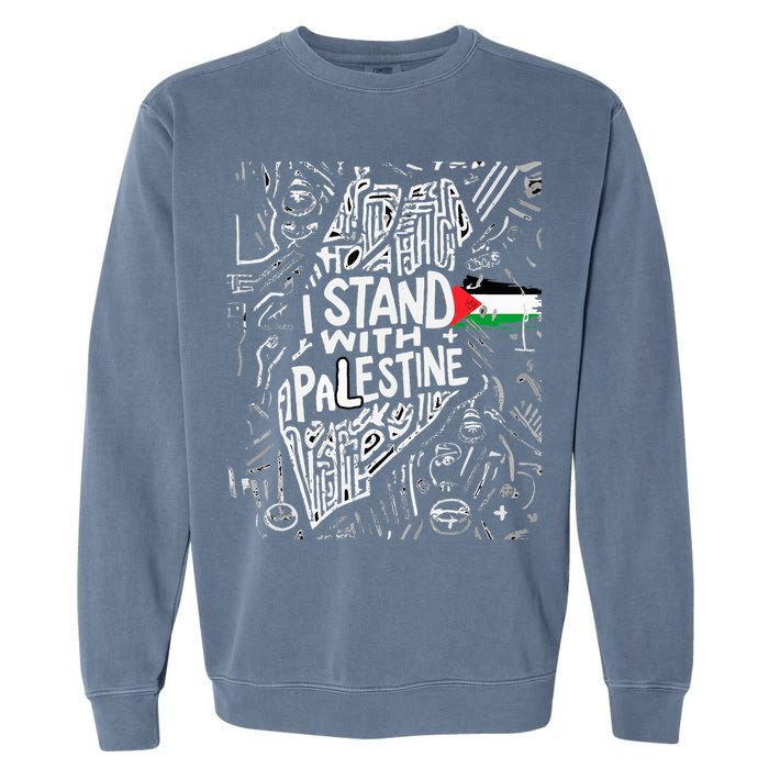 i stand with palestine quote a free palestine design Garment-Dyed Sweatshirt