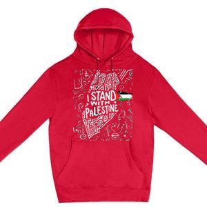 i stand with palestine quote a free palestine design Premium Pullover Hoodie