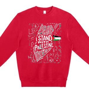 i stand with palestine quote a free palestine design Premium Crewneck Sweatshirt