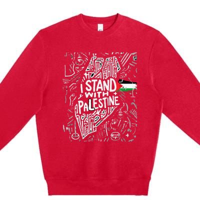 i stand with palestine quote a free palestine design Premium Crewneck Sweatshirt