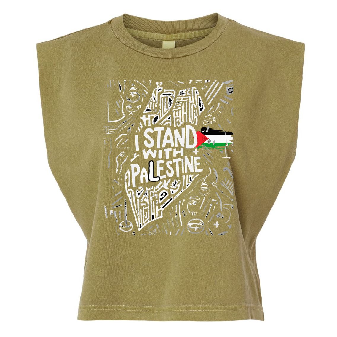 i stand with palestine quote a free palestine design Garment-Dyed Women's Muscle Tee