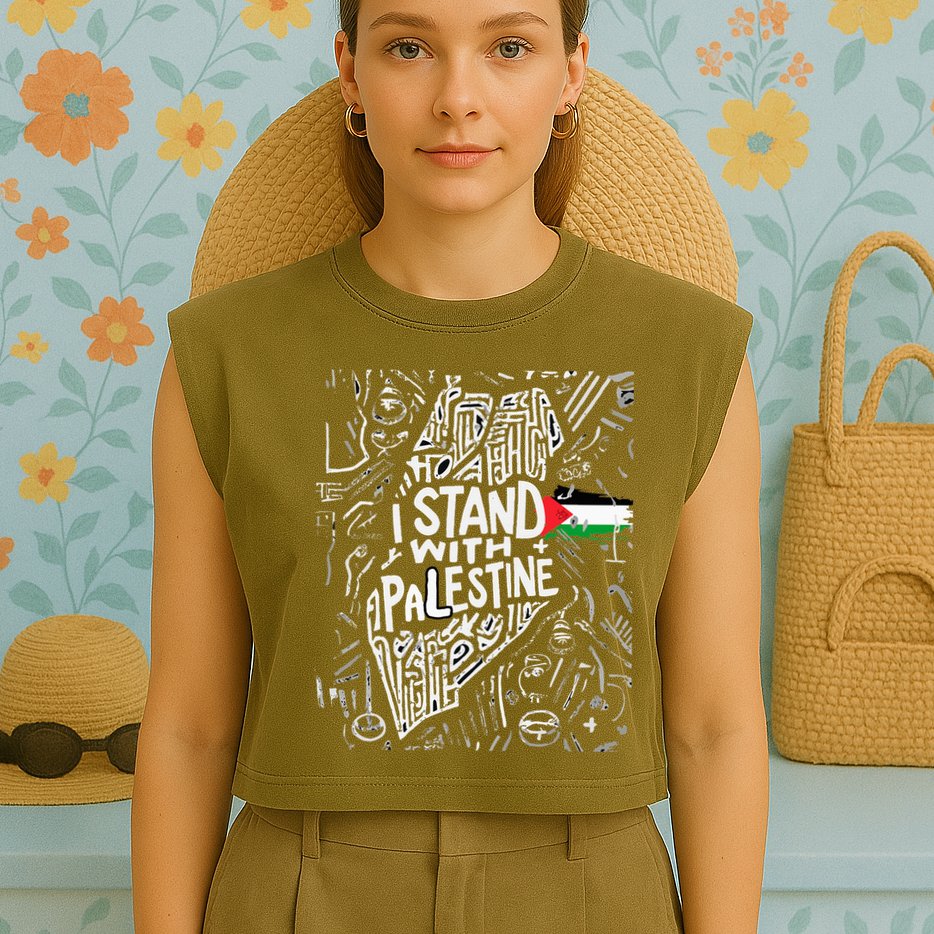 i stand with palestine quote a free palestine design Garment-Dyed Women's Muscle Tee