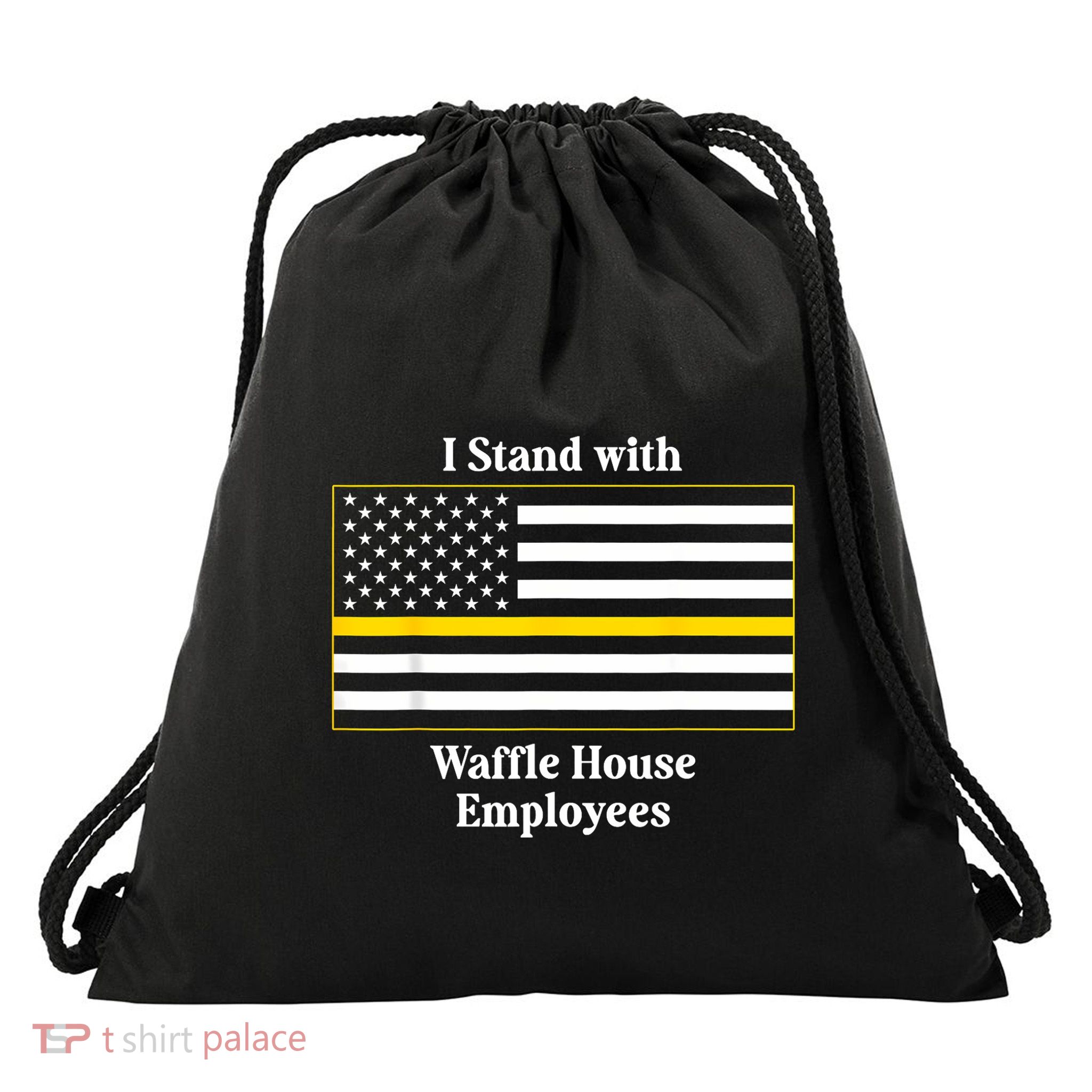 I Stand With House Employees Funny America Flag Drawstring Bag
