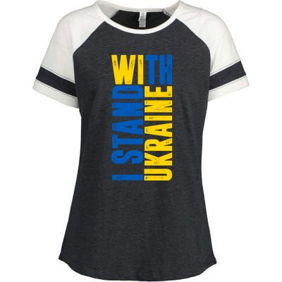 I Stand With Ukraine Enza Ladies Jersey Colorblock Tee