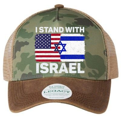 I Stand With Israel Usa American Flag With Israel Flag Legacy Tie Dye Trucker Hat