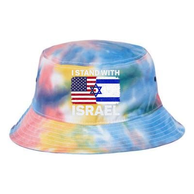 I Stand With Israel Usa American Flag With Israel Flag Tie Dye Newport Bucket Hat