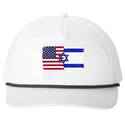 I Stand With Israel Usa American Flag With Israel Flag Snapback Five-Panel Rope Hat