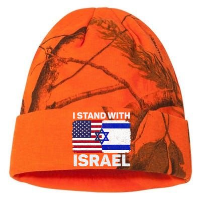 I Stand With Israel Usa American Flag With Israel Flag Kati Licensed 12" Camo Beanie