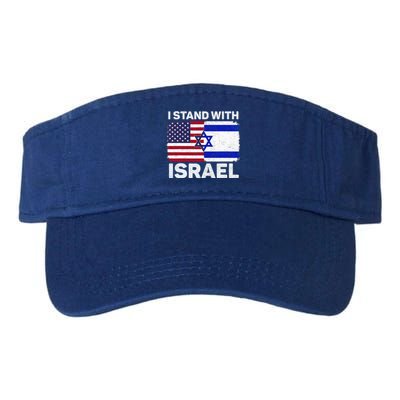 I Stand With Israel Usa American Flag With Israel Flag Valucap Bio-Washed Visor