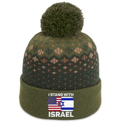 I Stand With Israel Usa American Flag With Israel Flag The Baniff Cuffed Pom Beanie