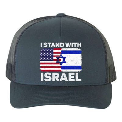 I Stand With Israel Usa American Flag With Israel Flag Yupoong Adult 5-Panel Trucker Hat