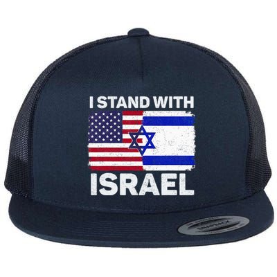 I Stand With Israel Usa American Flag With Israel Flag Flat Bill Trucker Hat