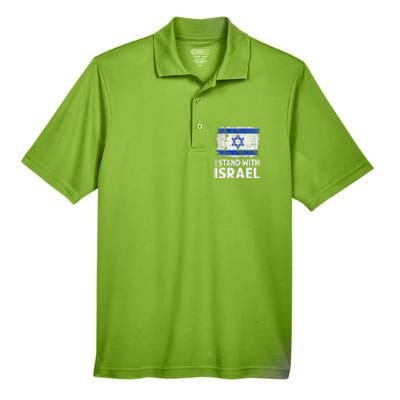 I Stand With Israel USA Israeli Flag Jewish  Men's Origin Performance Pique Polo