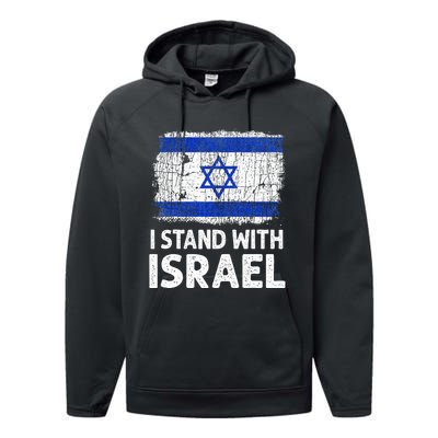 I Stand With Israel USA Israeli Flag Jewish  Performance Fleece Hoodie