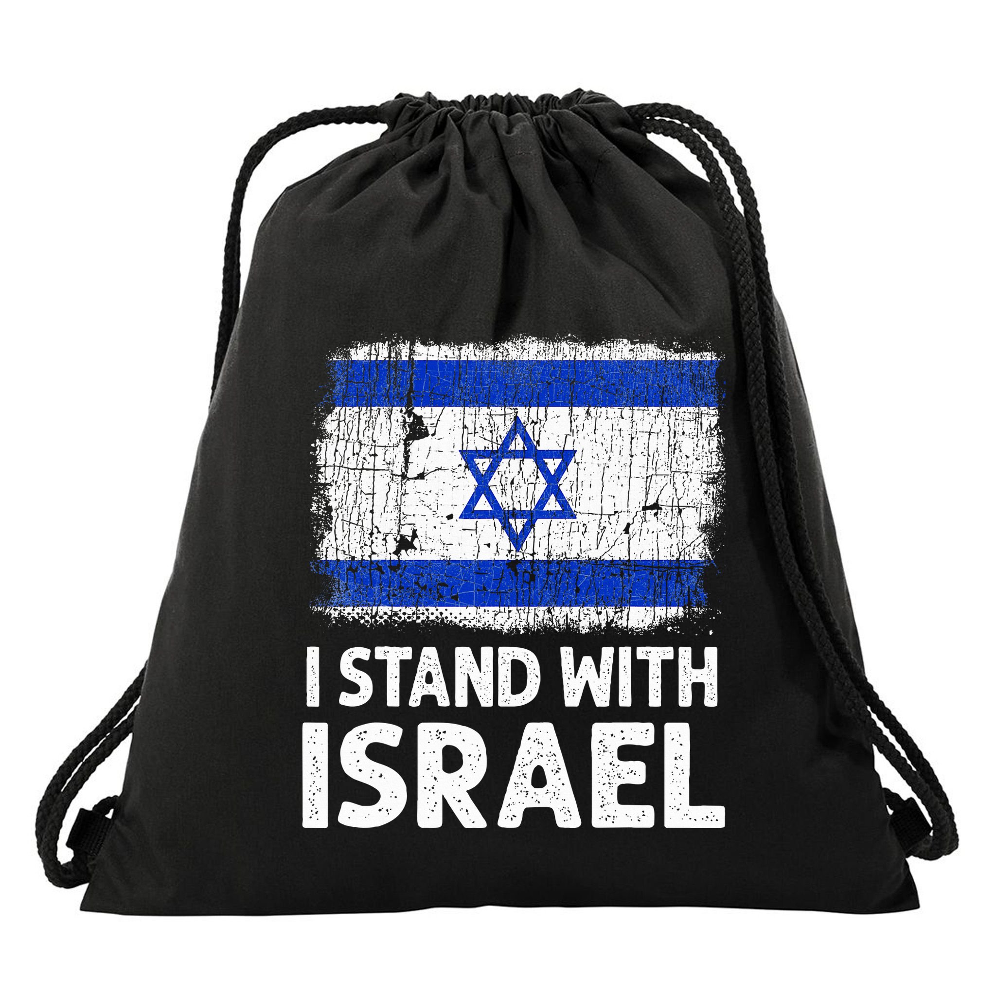 I Stand With Israel USA Israeli Flag Jewish  Drawstring Bag