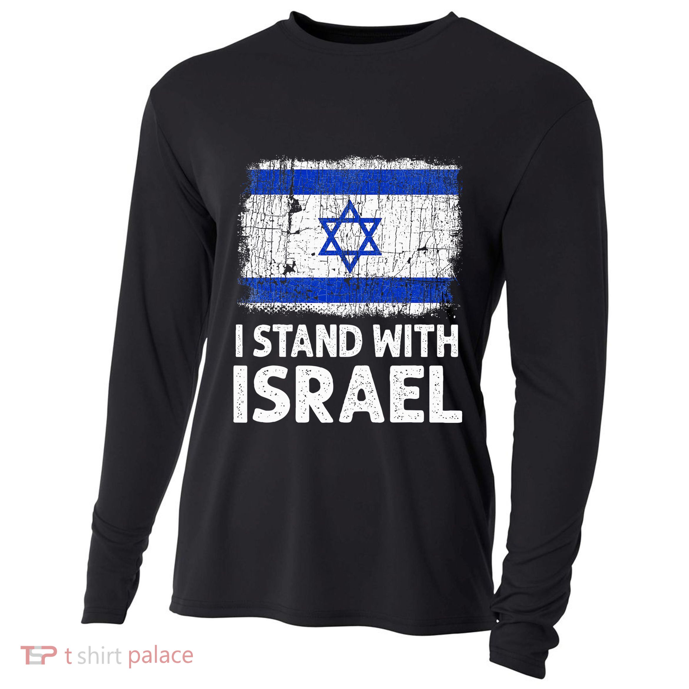 I Stand With Israel USA Israeli Flag Jewish  Cooling Performance Long Sleeve Crew