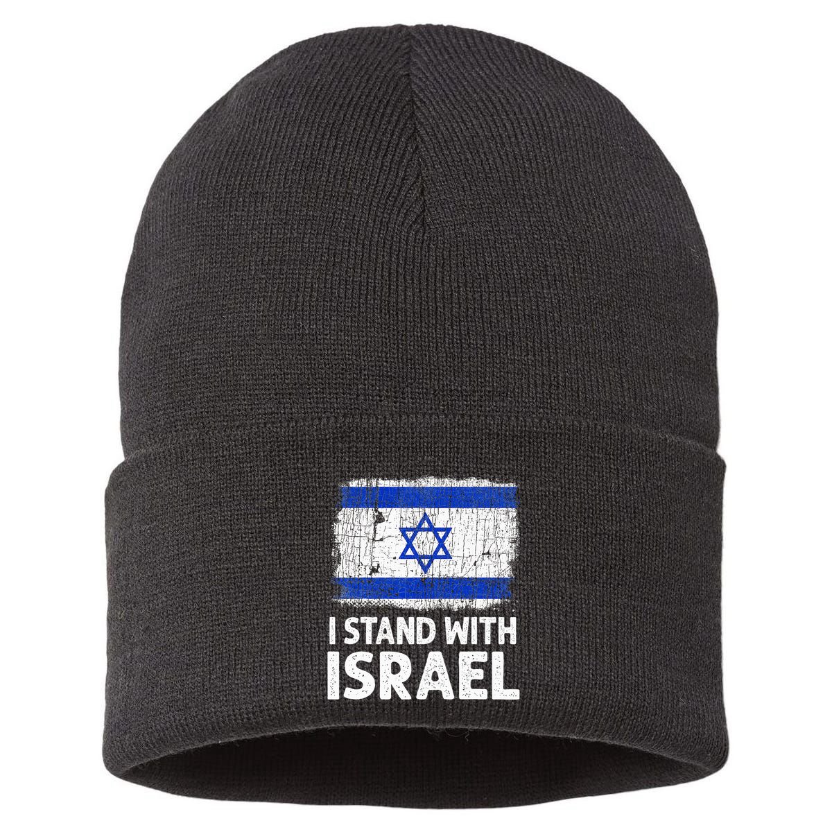 I Stand With Israel USA Israeli Flag Jewish  Sustainable Knit Beanie