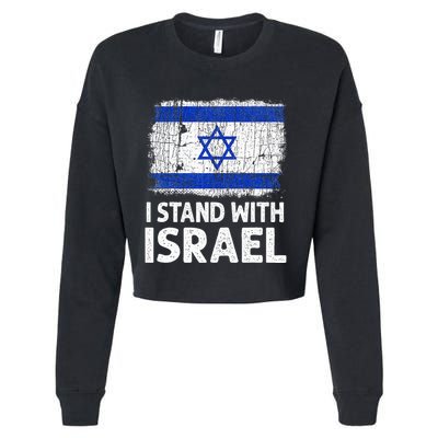 I Stand With Israel USA Israeli Flag Jewish  Cropped Pullover Crew
