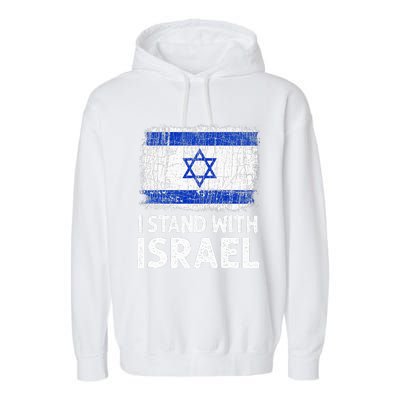 I Stand With Israel USA Israeli Flag Jewish  Garment-Dyed Fleece Hoodie