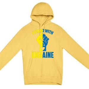 I Stand With Ukriane Protest Fist Support Ukaine Premium Pullover Hoodie