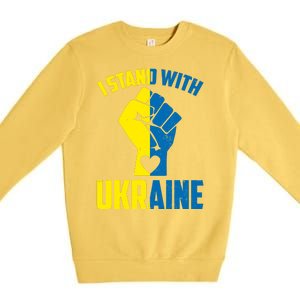 I Stand With Ukriane Protest Fist Support Ukaine Premium Crewneck Sweatshirt