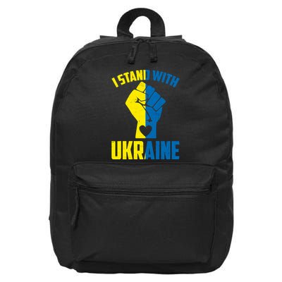 I Stand With Ukriane Protest Fist Support Ukaine 16 in Basic Backpack