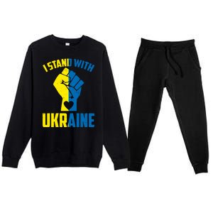 I Stand With Ukriane Protest Fist Support Ukaine Premium Crewneck Sweatsuit Set