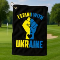 I Stand With Ukriane Protest Fist Support Ukaine Golf Towel