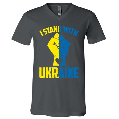 I Stand With Ukriane Protest Fist Support Ukaine V-Neck T-Shirt