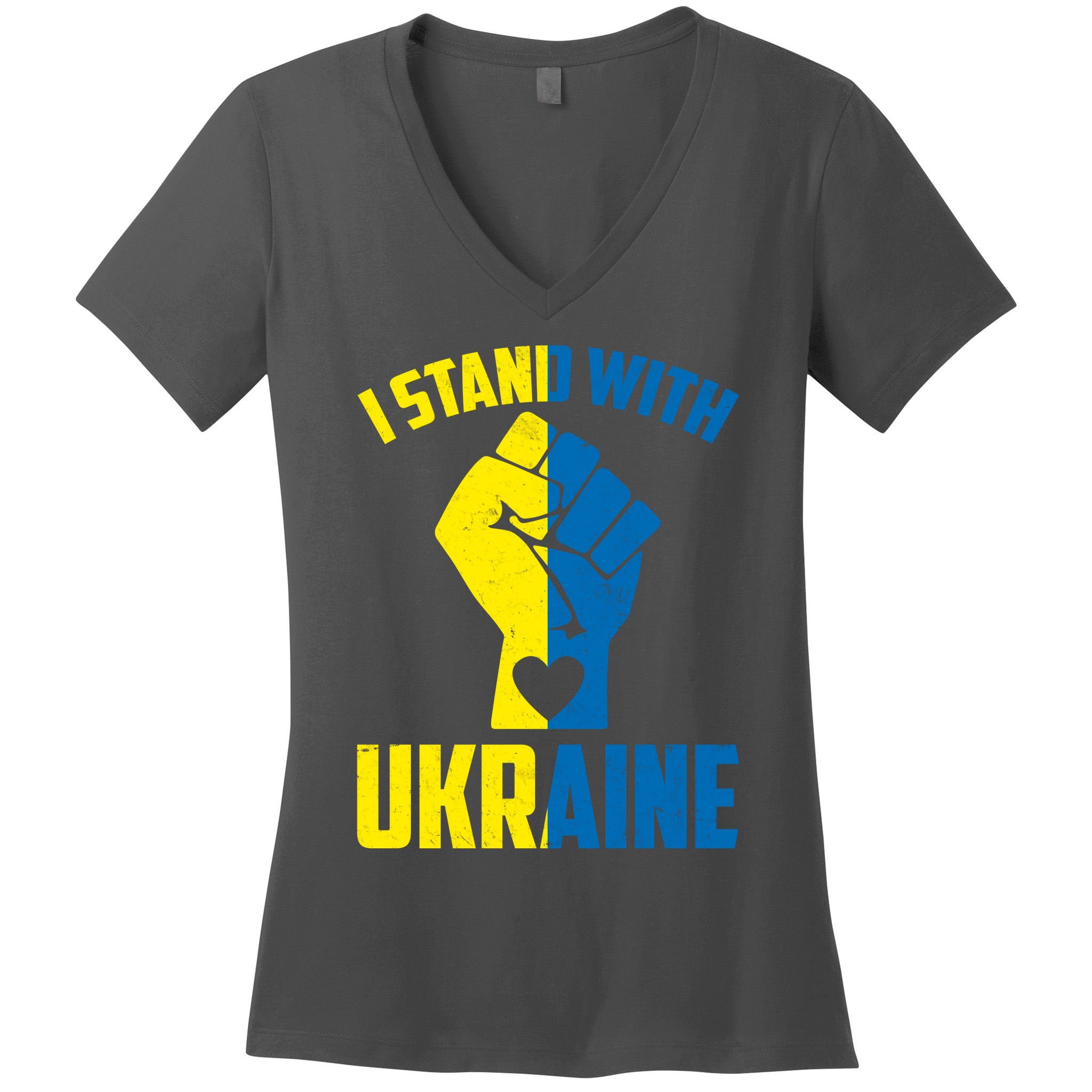 I Stand With Ukriane Protest Fist Support Ukaine Women's V-Neck T-Shirt