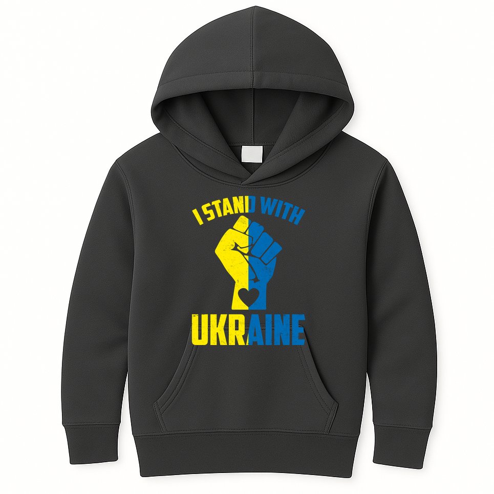 I Stand With Ukriane Protest Fist Support Ukaine Kids Hoodie