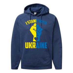 I Stand With Ukriane Protest Fist Support Ukaine Performance Fleece Hoodie