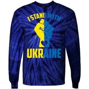 I Stand With Ukriane Protest Fist Support Ukaine Tie-Dye Long Sleeve Shirt