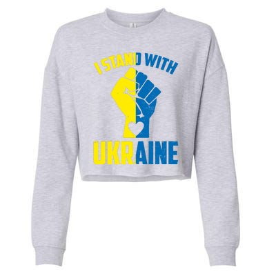 I Stand With Ukriane Protest Fist Support Ukaine Cropped Pullover Crew