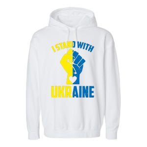 I Stand With Ukriane Protest Fist Support Ukaine Garment-Dyed Fleece Hoodie