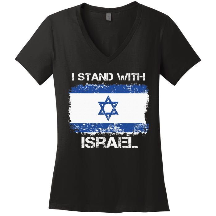 I Stand With Israel Support Israel Love Israeli Brotherhood Women's V-Neck T-Shirt