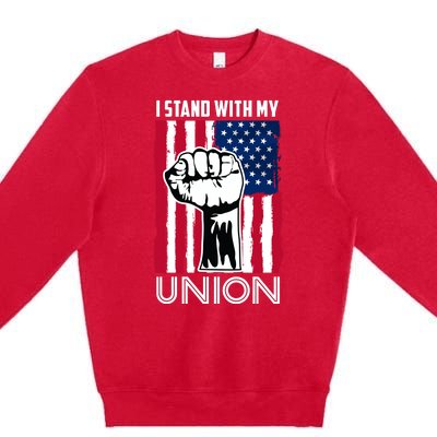 I Stand With My Union UAW On Strike Red United Auto Workers Premium Crewneck Sweatshirt