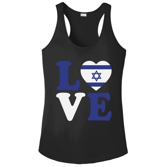 I Stand With Israel Heartfelt Support with Israel's Flag Ladies PosiCharge Competitor Racerback Tank