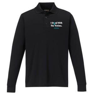 I Stand With The Victims Sexual Assault Awareness Gift Performance Long Sleeve Polo