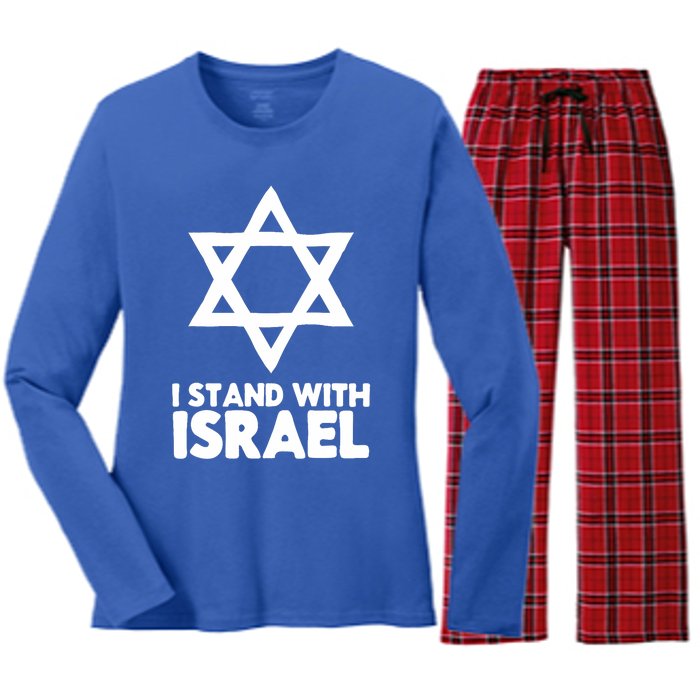 I Stand With Israel Jewish Non Distressed Vintage Gift Idea Women's Long Sleeve Flannel Pajama Set 