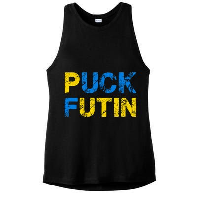 I Stand With Ukraine Puck Futin Support Ladies PosiCharge Tri-Blend Wicking Tank