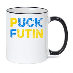 I Stand With Ukraine Puck Futin Support 11oz Black Color Changing Mug