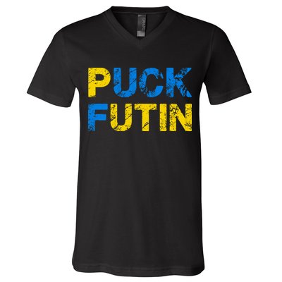 I Stand With Ukraine Puck Futin Support V-Neck T-Shirt