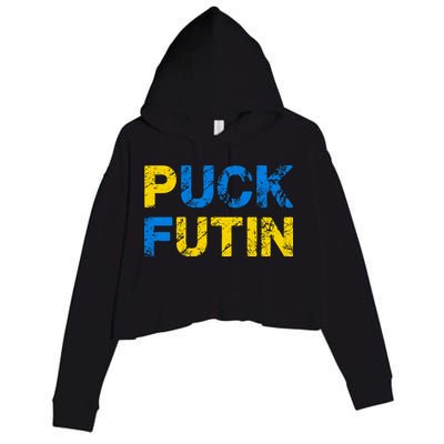 I Stand With Ukraine Puck Futin Support Crop Fleece Hoodie