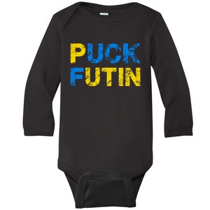 I Stand With Ukraine Puck Futin Support Baby Long Sleeve Bodysuit