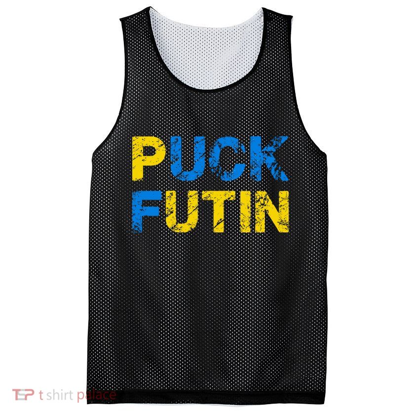 I Stand With Ukraine Puck Futin Support Mesh Reversible Basketball Jersey Tank